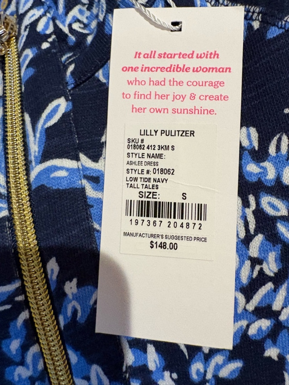 Lilly Pulitzer Ashlee Dress Low Tide Navy Tall Tales - Picture 3 of 3